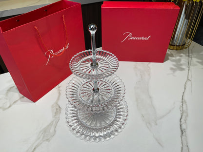 Baccarat Crystal Tiered Cake Stand - 3 Layers