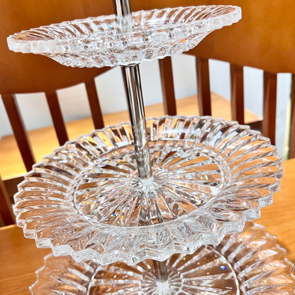 Baccarat Crystal Tiered Cake Stand - 3 Layers