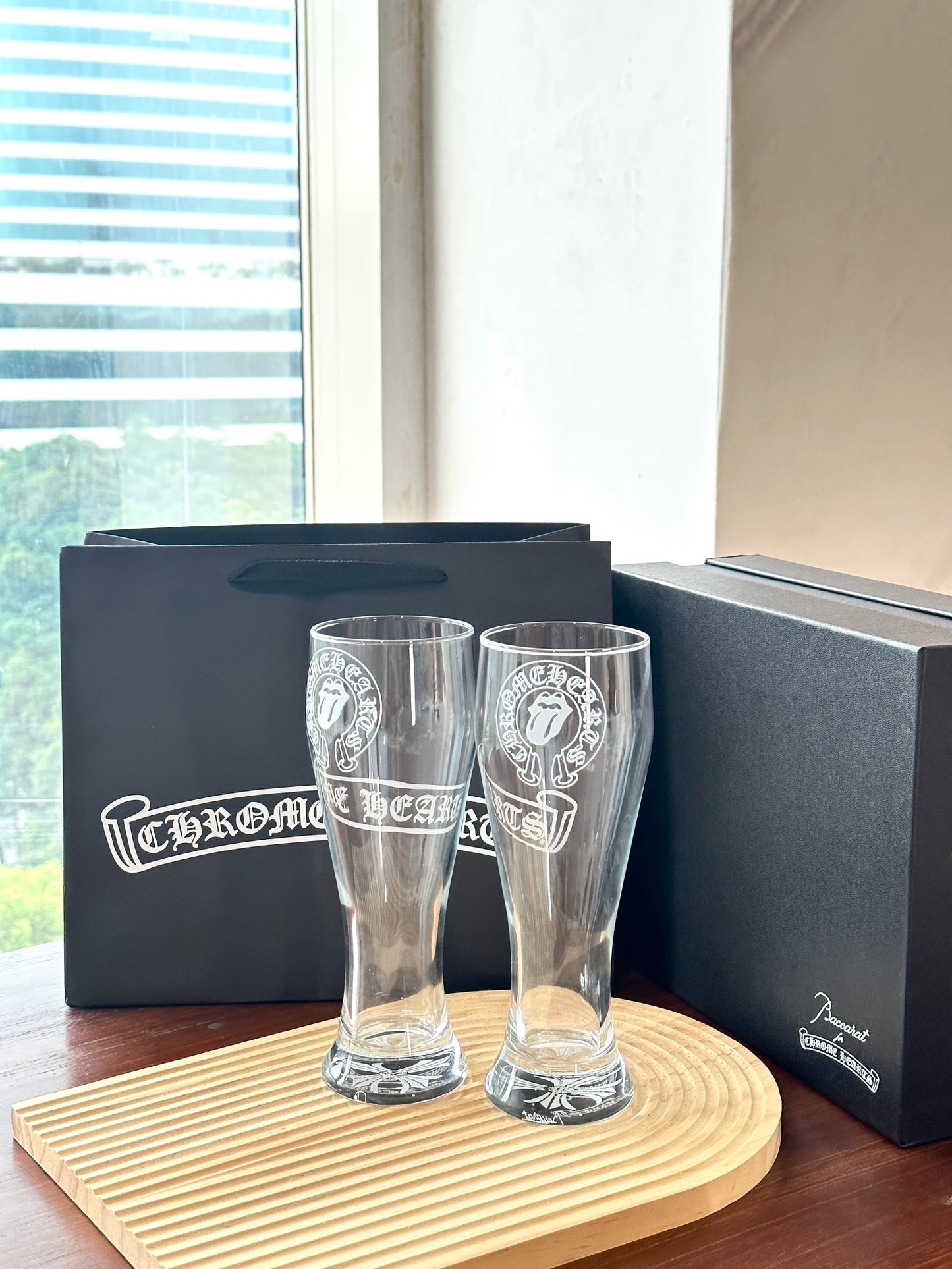 Chrome Hearts x Baccarat Collaboration Crystal Beer Glass Set