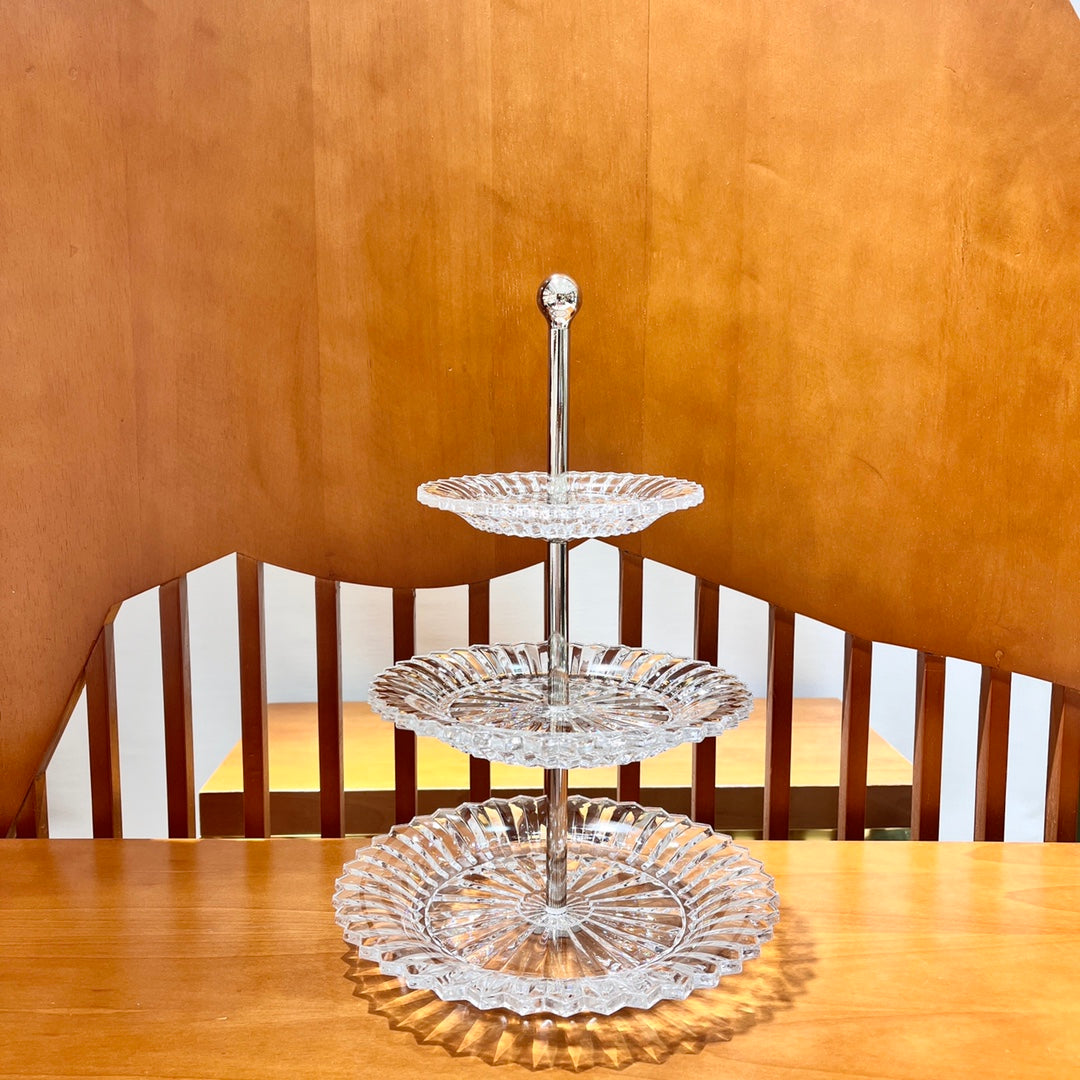 Baccarat Crystal Tiered Cake Stand - 3 Layers