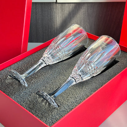 Baccarat Engraved Crystal Champagne Flutes Set