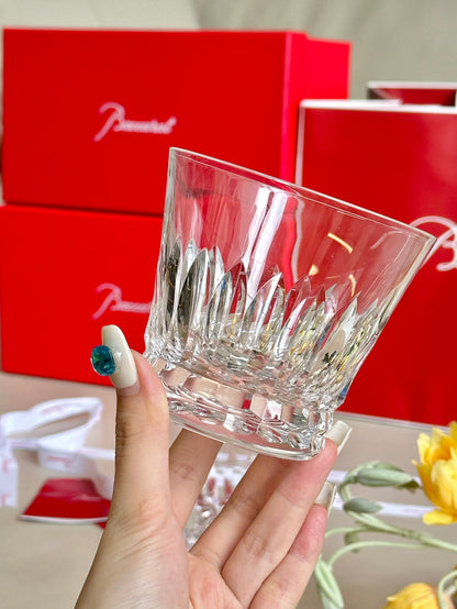 Baccarat ETNA Crystal Whiskey Glass Set - Tiara-Inspired Crown Cut Design (2-Piece)