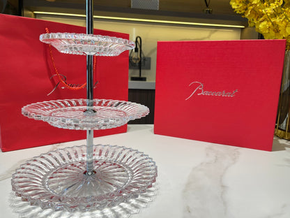 Baccarat Crystal Tiered Cake Stand - 3 Layers