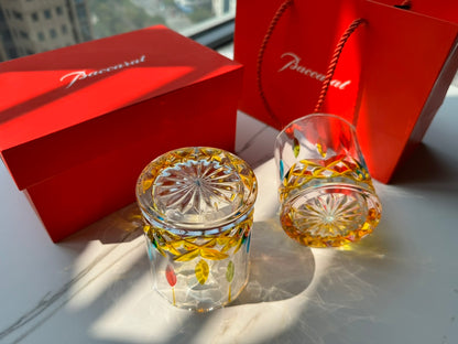 Baccarat Hand-Painted Colorful Whiskey Glass Set