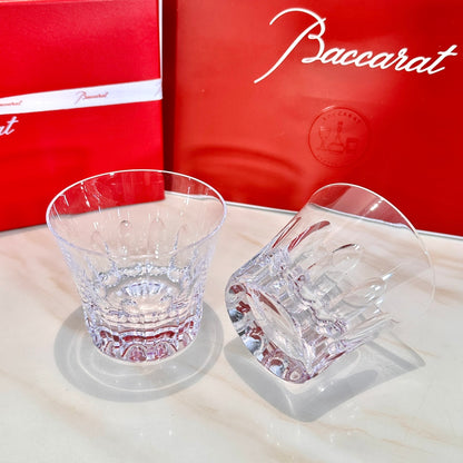 Baccarat ETNA Crystal Whiskey Glass Set - Tiara-Inspired Crown Cut Design (2-Piece)