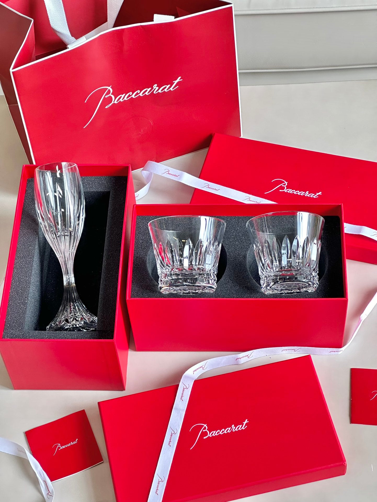 Baccarat Tiara Whiskey Glass & Massena Champagne Glass Set