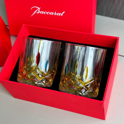 Baccarat Hand-Painted Colorful Whiskey Glass Set