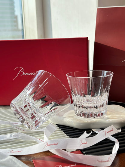 Baccarat ETNA Crystal Whiskey Glass Set - Tiara-Inspired Crown Cut Design (2-Piece)