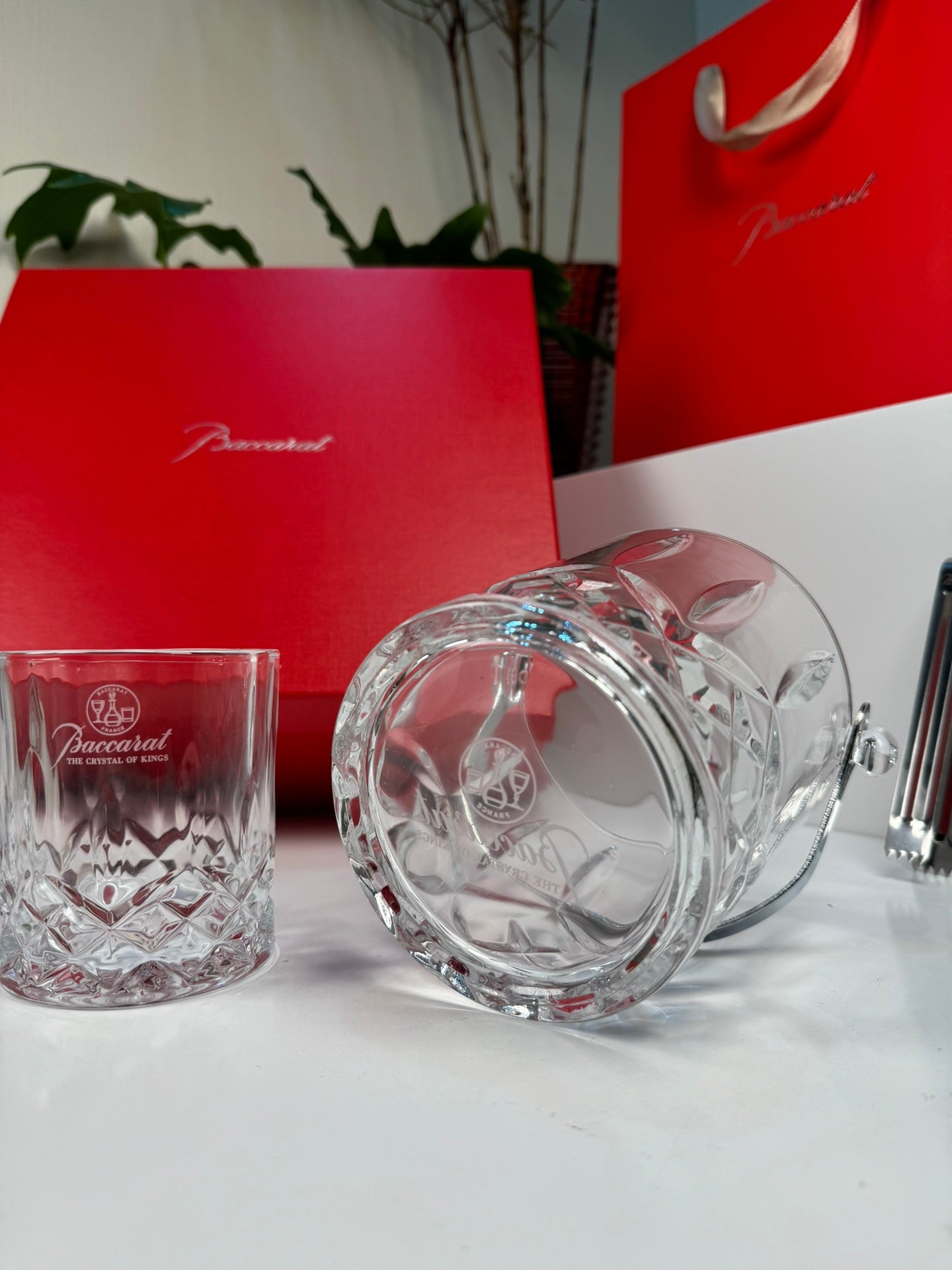 Baccarat Crystal Ice Bucket & Glass Set