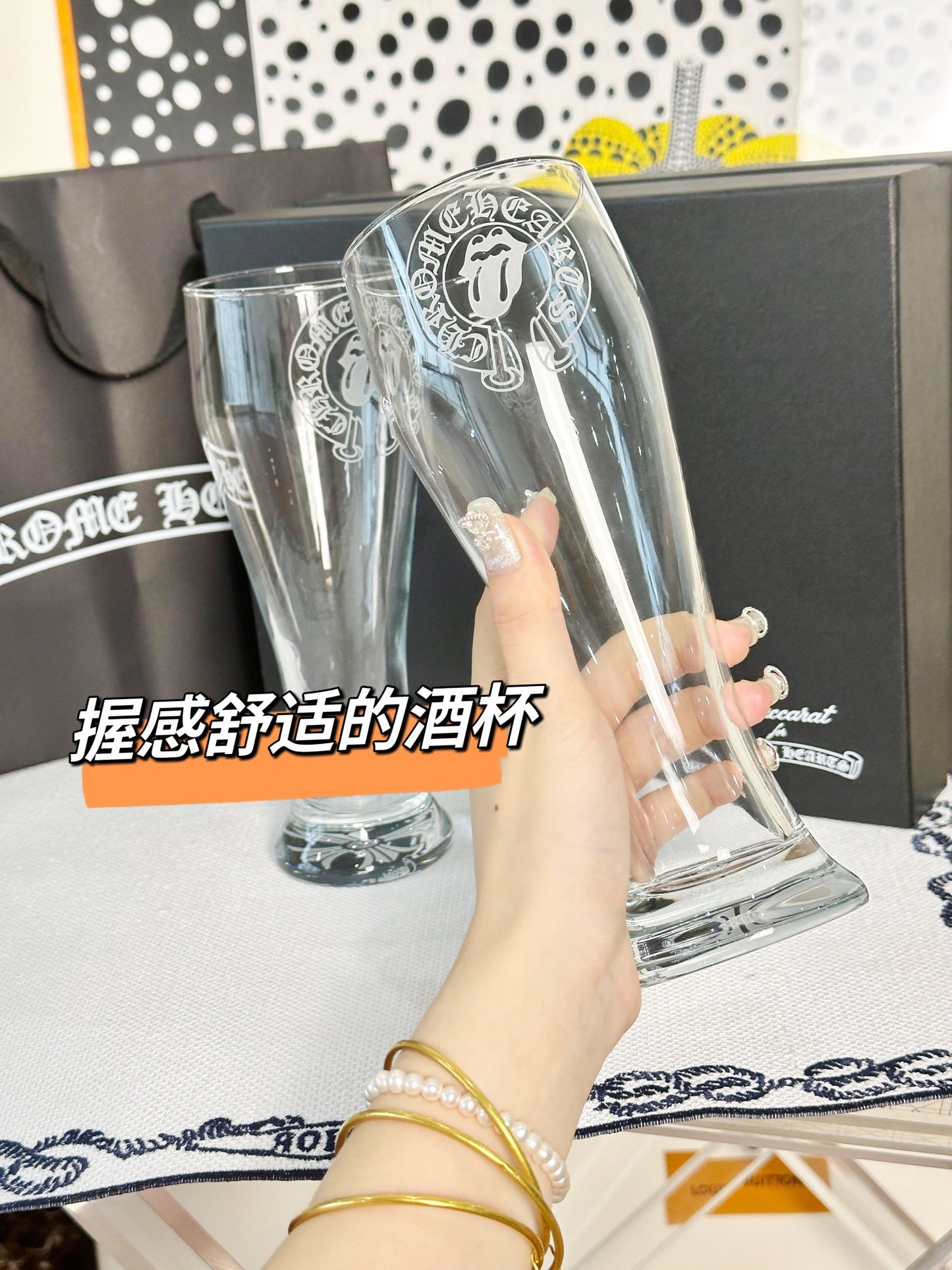 Chrome Hearts x Baccarat Collaboration Crystal Beer Glass Set