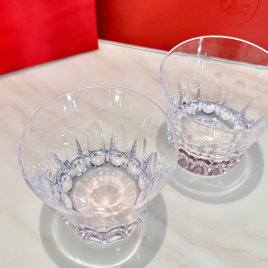 Baccarat ETNA Crystal Whiskey Glass Set - Tiara-Inspired Crown Cut Design (2-Piece)