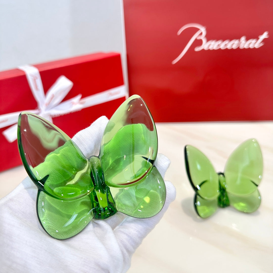 Baccarat PAPILLON Lucky Butterfly Crystal Decor Piece - Symbol of Grace and Elegance (2-piece green)