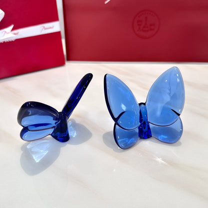 Baccarat PAPILLON Lucky Butterfly Crystal Decor Piece - Symbol of Grace and Elegance (2-piece blue)