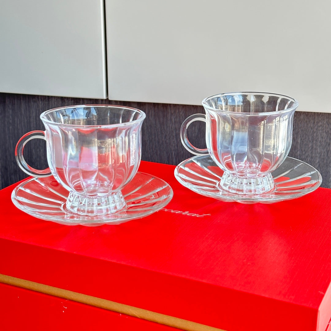 Baccarat-Inspired Retro Striped High-Foot Coffee Cup Set