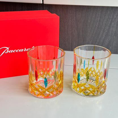 Baccarat Hand-Painted Colorful Whiskey Glass Set