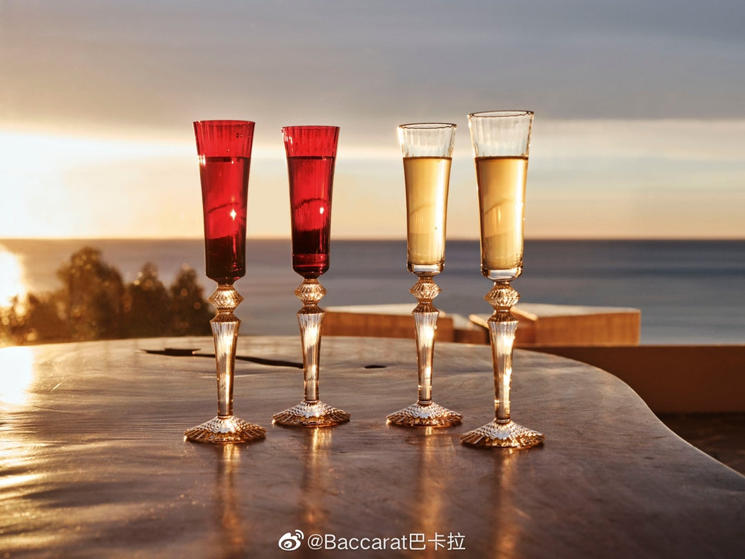 Baccarat Crystal Colored Champagne Flutes Set