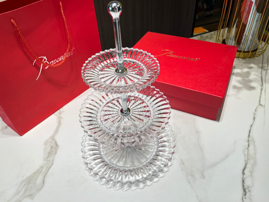 Baccarat Crystal Tiered Cake Stand - 3 Layers