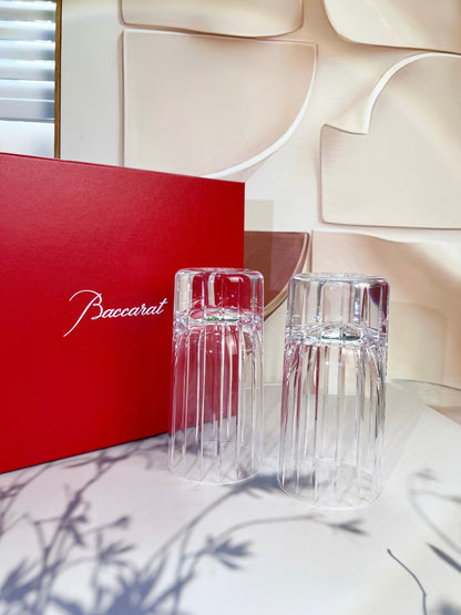 Baccarat Harmonie Crystal Highball Glass Set - Timeless Elegance in Vertical Cut Design (2-Piece)