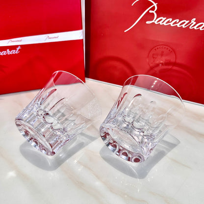 Baccarat ETNA Crystal Whiskey Glass Set - Tiara-Inspired Crown Cut Design (2-Piece)