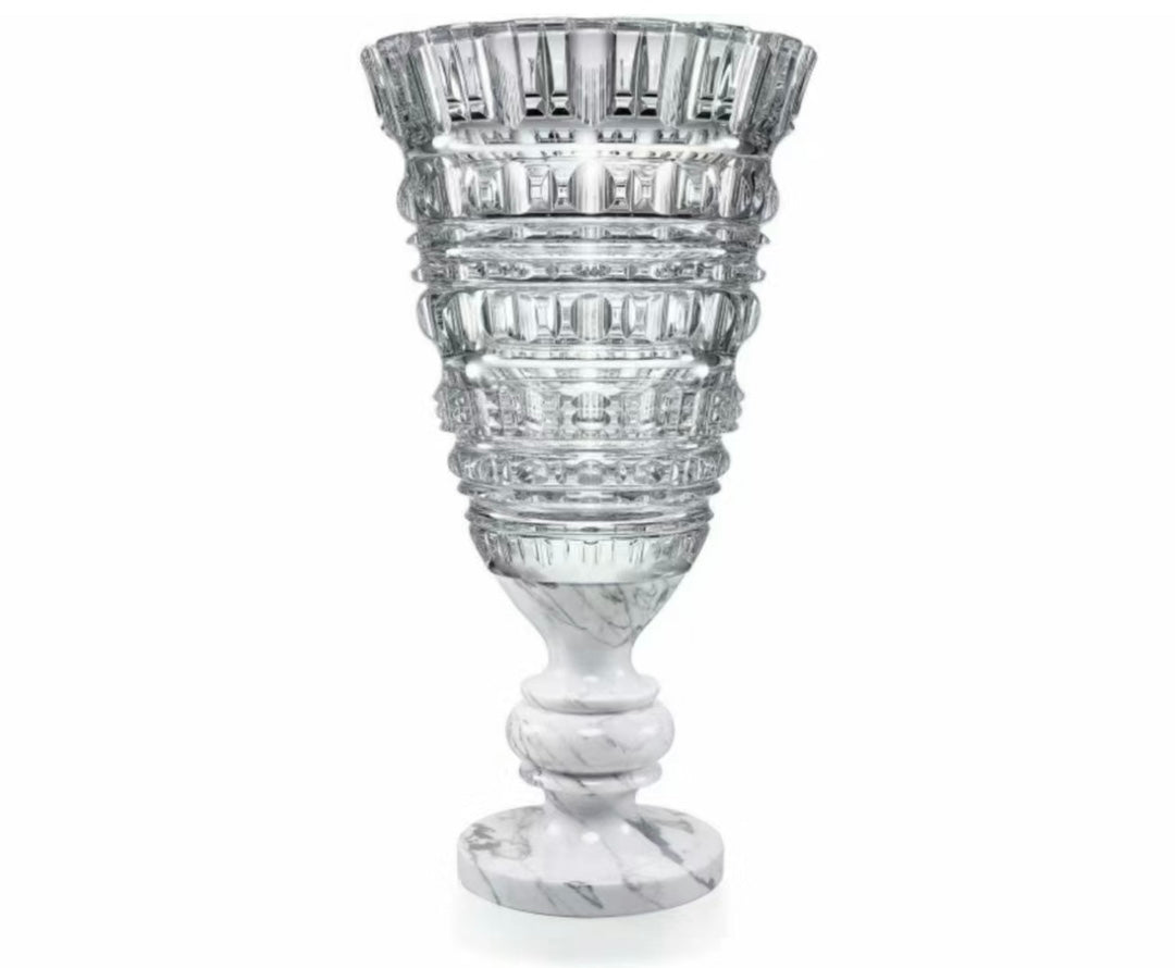 Baccarat Eye Crystal Vase with Marble Base