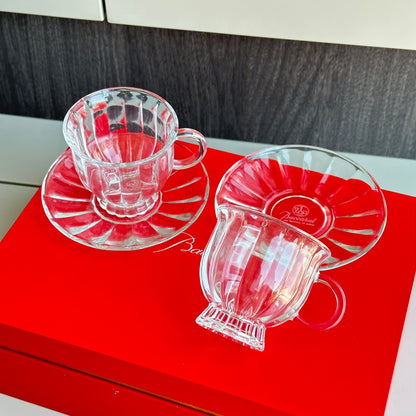 Baccarat-Inspired Retro Striped High-Foot Coffee Cup Set