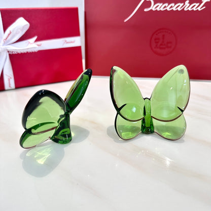 Baccarat PAPILLON Lucky Butterfly Crystal Decor Piece - Symbol of Grace and Elegance (2-piece green)