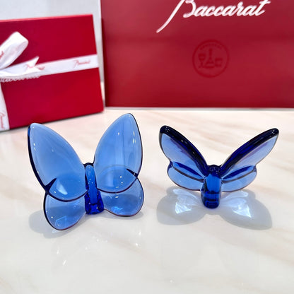 Baccarat PAPILLON Lucky Butterfly Crystal Decor Piece - Symbol of Grace and Elegance (2-piece blue)