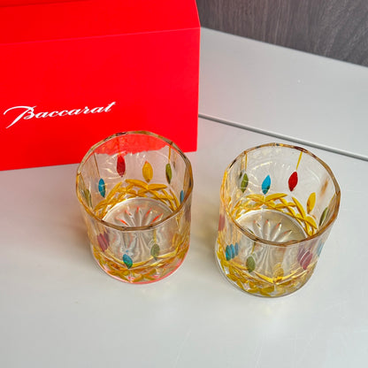 Baccarat Hand-Painted Colorful Whiskey Glass Set