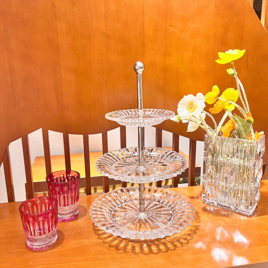 Baccarat Crystal Tiered Cake Stand - 3 Layers