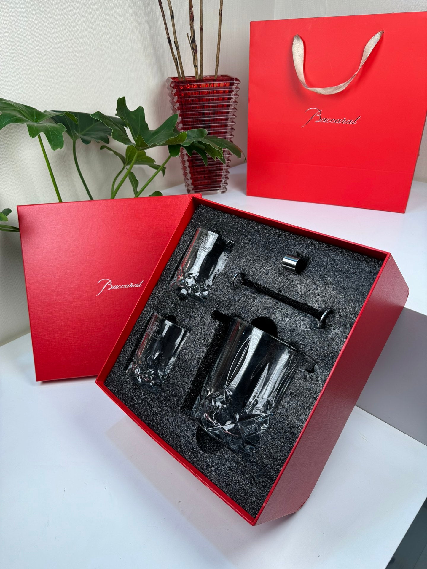 Baccarat Crystal Ice Bucket & Glass Set