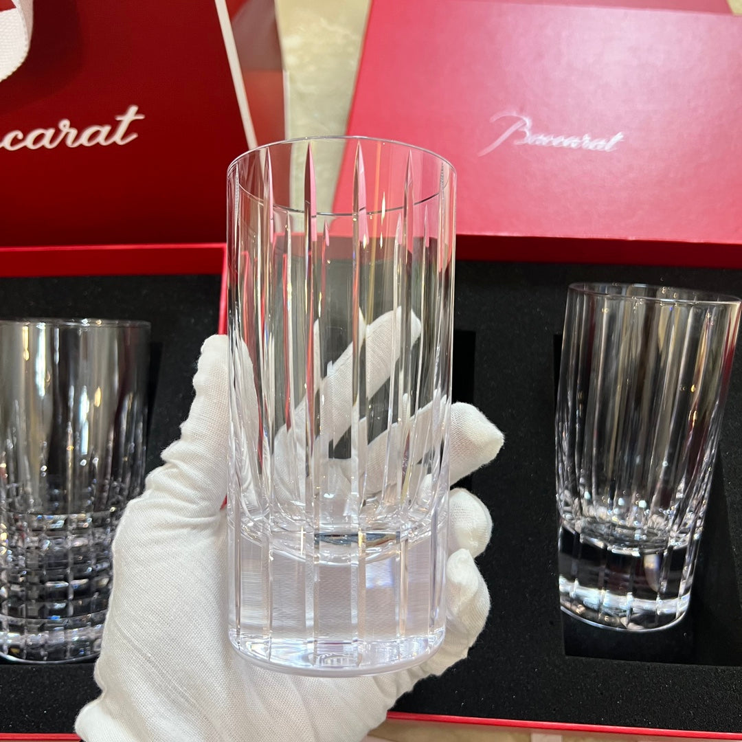 Baccarat Harmonie Crystal Highball Glass Set - Timeless Elegance in Vertical Cut Design (2-Piece)