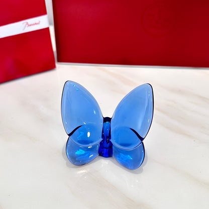 Baccarat PAPILLON Lucky Butterfly Crystal Decor Piece - Symbol of Grace and Elegance (2-piece blue)