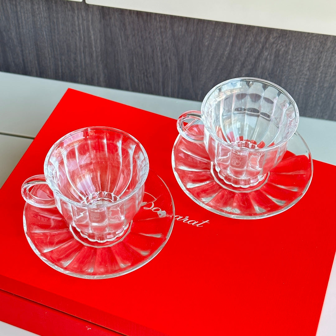 Baccarat-Inspired Retro Striped High-Foot Coffee Cup Set