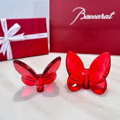 Baccarat PAPILLON Lucky Butterfly Crystal Decor Piece - Symbol of Grace and Elegance (2-piece red)