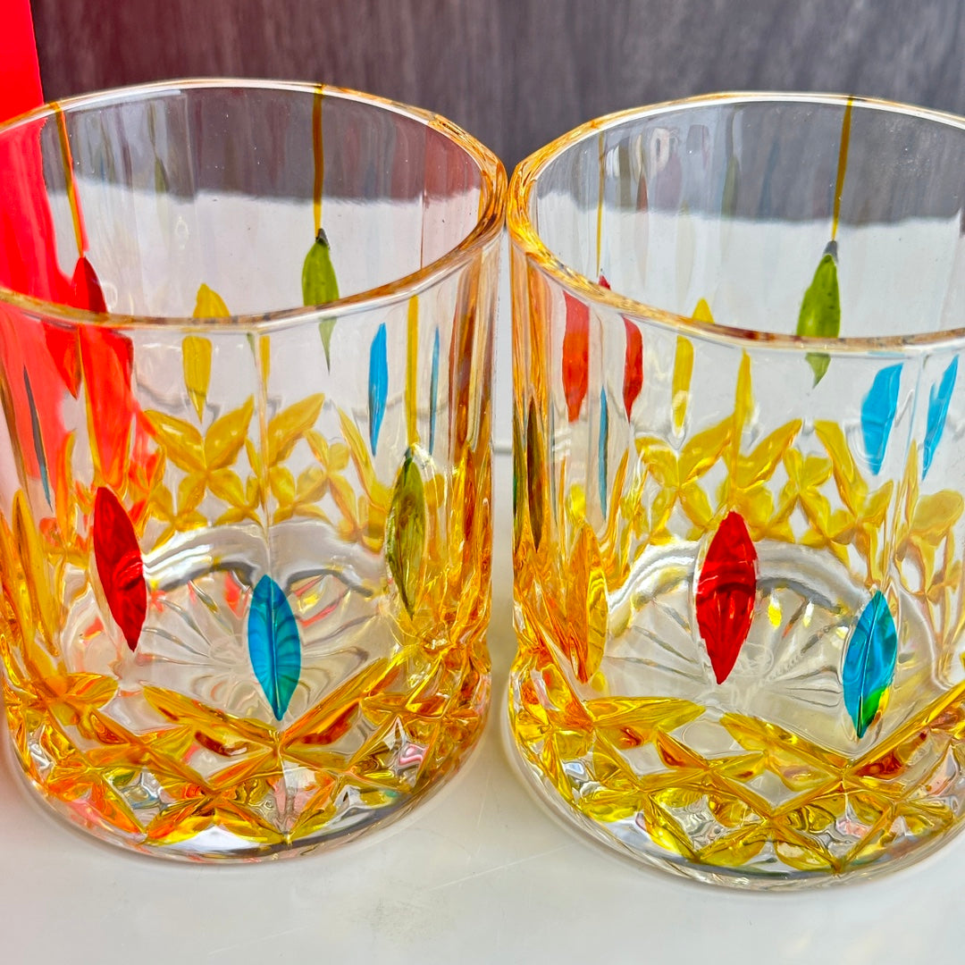 Baccarat Hand-Painted Colorful Whiskey Glass Set