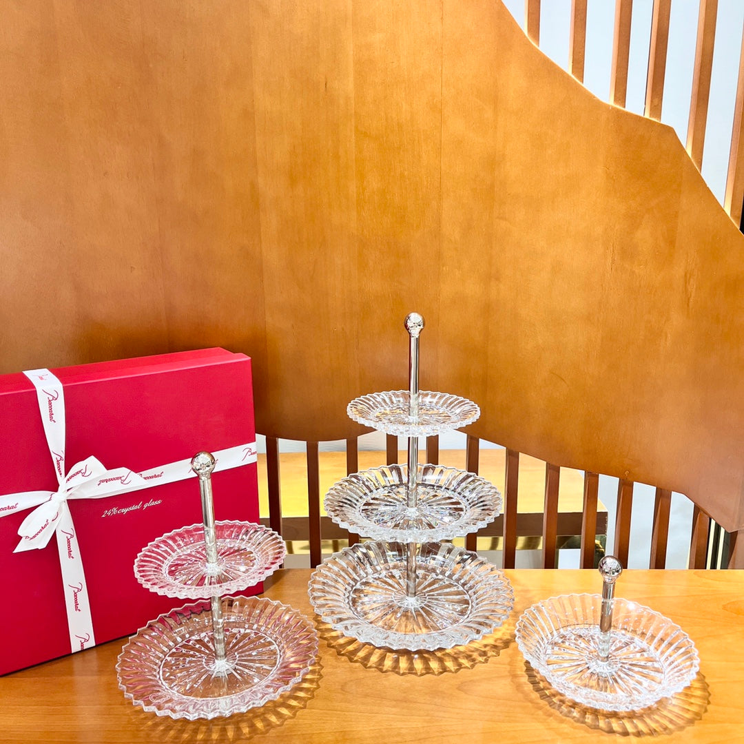 Baccarat Crystal Tiered Cake Stand - 3 Layers