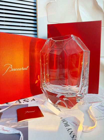 Baccarat OCTOGONE Crystal Vase - Diamond-Inspired Octagonal Design