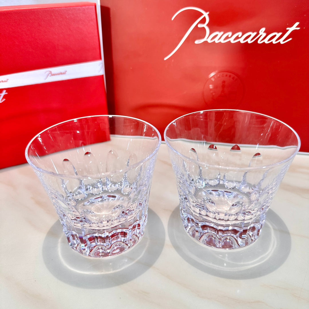 Baccarat ETNA Crystal Whiskey Glass Set - Tiara-Inspired Crown Cut Design (2-Piece)