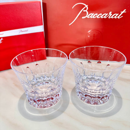 Baccarat ETNA Crystal Whiskey Glass Set - Tiara-Inspired Crown Cut Design (2-Piece)