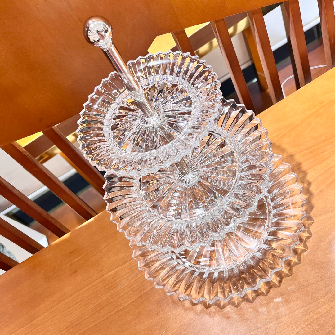 Baccarat Crystal Tiered Cake Stand - 3 Layers