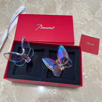 Baccarat PAPILLON Lucky Butterfly Crystal Decor Piece - Symbol of Grace and Elegance (2-piece colorfull crystal)