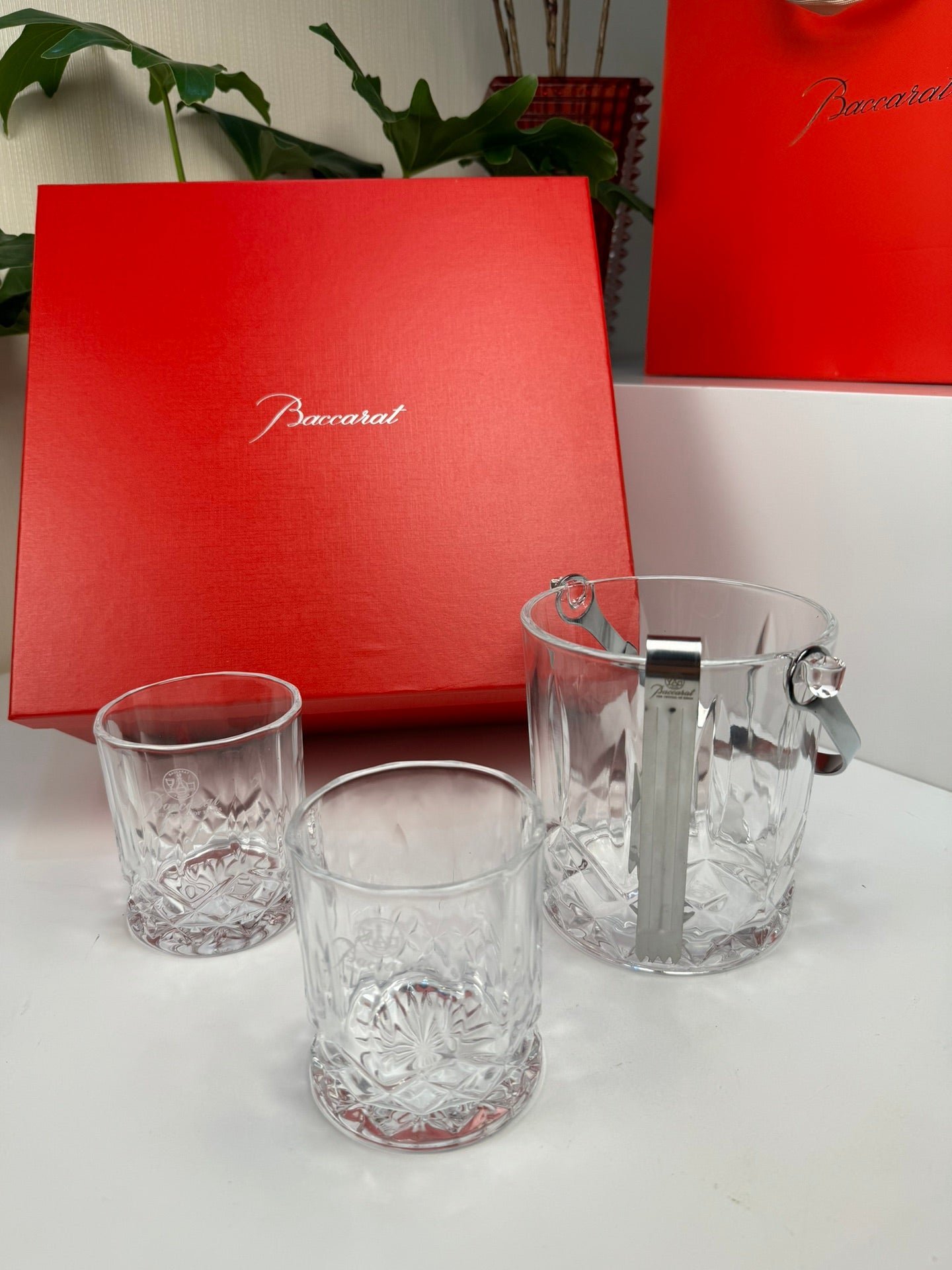 Baccarat Crystal Ice Bucket & Glass Set