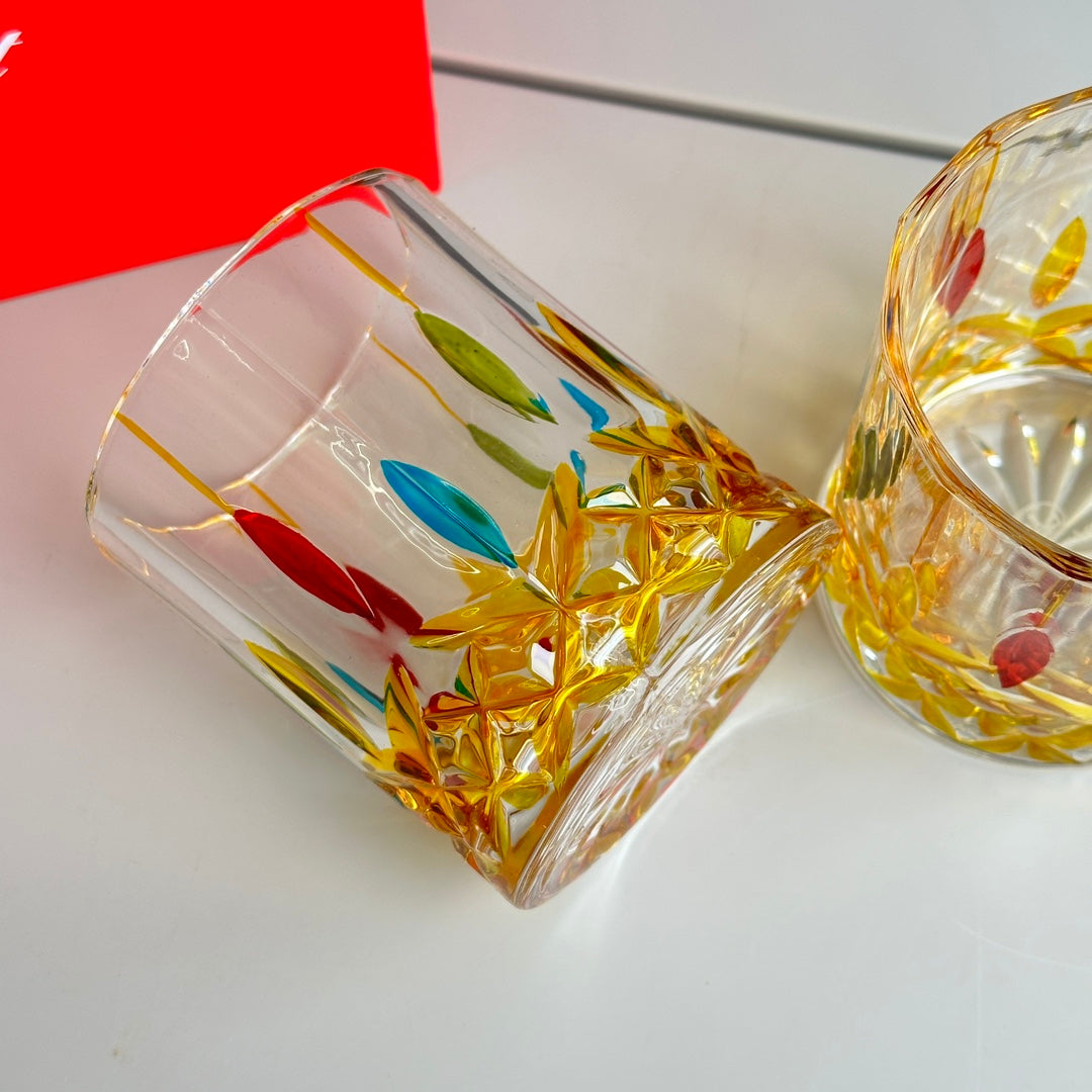 Baccarat Hand-Painted Colorful Whiskey Glass Set