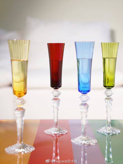 Baccarat Crystal Colored Champagne Flutes Set