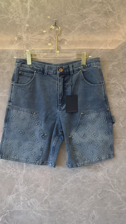 Louis Vuitton embossed denim shorts for unisex