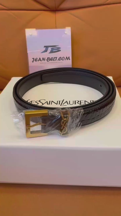 Yves Saint Laurent crocodile pattern cowhide leather belt