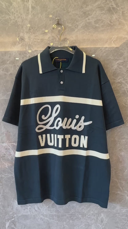 Louis Vuitton vintage cycling knit polo shirt blue