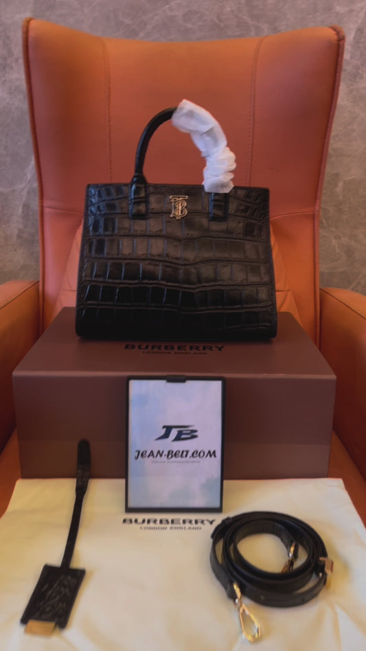 Burberry tote black crocodile skin