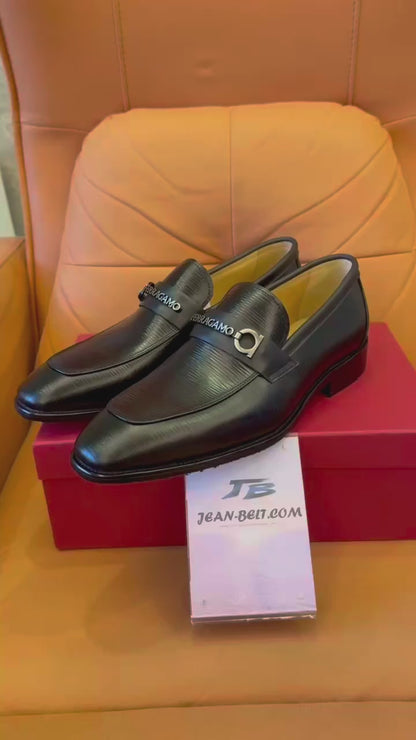 Ferragamo dress shoes for men black leather