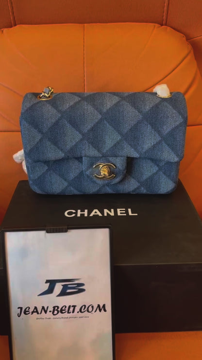 Chanel cf classic flap mini bag jean blue